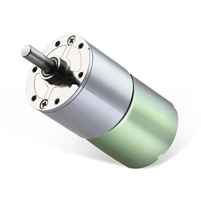 Imagen de Greartisan DC 12V 550RPM Motor de engranajes alto par eléctrico Micro Reducción velocidad con Eje salida centrado Caja cambios diámetro 37 mm
