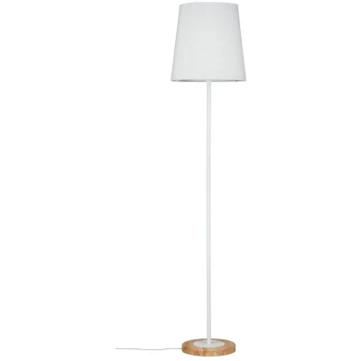 Imagen de Paulmann 79634 luminaria de pie Neordic Stellan máx. 1x20 W, para lámparas E27, lámpara con pantalla tela, color blanco/madera 230 V sin fuente luz