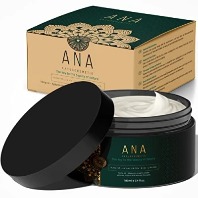 Imagen de BIO Ácido Hialurónico Anti Aging Crema Hidratante 100ml Altamente Dosificado Cara Arrugas Día y Noche con Aloe Vera Aceite de Cáñamo ANA Naturkosmetik Made in Germany