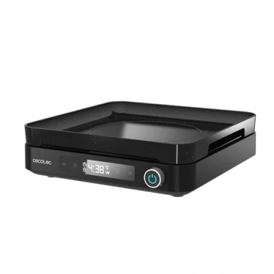 Imagen de Cecotec Placa de Inducción Digital con Accesorio Grill Full Magma Grill. 2000W, 10 Niveles Potencia, Vidrio Seguridad, Control Táctil, Programable, Temperatura Regulable, Diseño Elegante