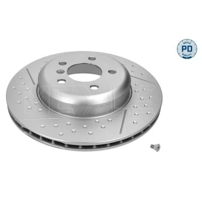 Imagen de MEYLE 315 523 0061/PD Disco de freno Eje trasero 345 24 5 120 ventilado, avellanado, ranurado revestido láminas zinc con tornillos BMW: 3 Berlina