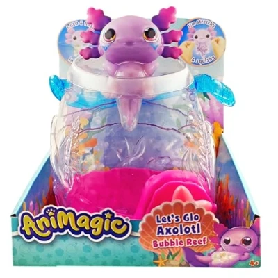 Imagen de ANIMAGIC Acuario Axolotl para Transportar tu Mascota Electrónica &amp; Lumínica Niños a Partir de 4 Años Juego Sensorial Interactivo Incluye el y un Morado