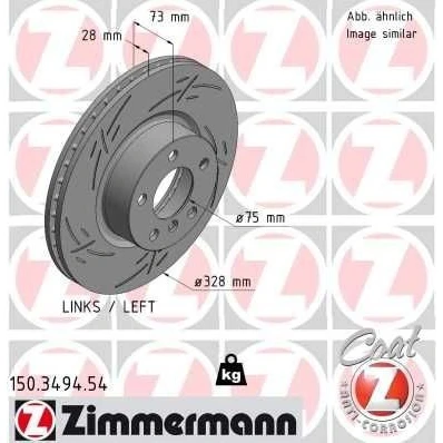 Imagen de ZIMMERMANN 150.3494.54 Disco de freno 328 28 6/5 5 120 ventilación interna, ranurado revestido altamente carbonizado BMW: X3, X4