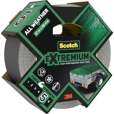 Imagen de Scotch Cinta Adhesiva Extra Resistente a Altas Temperaturas, Exterior, Color Negro, 27 m x 48 mm