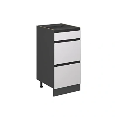 Imagen de Vicco Mueble bajo de Cocina R Line, Blanco/Antracita, 40 cm En Forma J, con cajones, sin encimera
