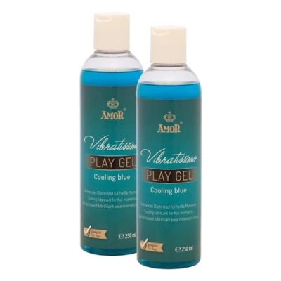 Imagen de Vibratissimo Play Gel Cooling Blue 2x250 ml I lubricante refrescante Geles a base de agua adecuado para juguetes silicona y condones látex lubricación
