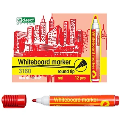 Imagen de D.RECT 3160 Rotuladores para pizarra blanca y rotafolios (12 unidades), color rojo