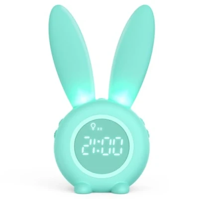 Imagen de Homealexa Reloj Despertador de Conejo, Conejito Animal Lindo mesita Noche con luz Nocturna + 6 música Interesante Función Cuenta Regresiva, Regalo para niños Estudiantes