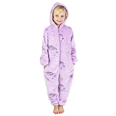 Imagen de CityComfort Pijama de Unicornios y arcoíris para niñas 3 a 14 años Edad, Brilla en la Oscuridad (Lila, 5 6 años)