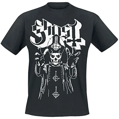 Imagen de Ghost Pope&#039;s Wrath Hombre Camiseta Negro S 100% algodón Vorne Bedruckt Regular