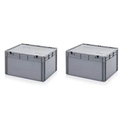 Imagen de 2 x Euro de cajas Box 80 60 43,5 cm tapa con bisagras, incluye regla Juego