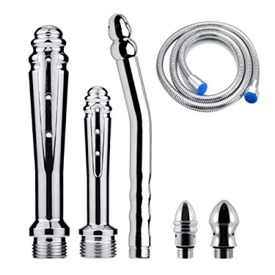 Imagen de xocome Accesorios de Ducha con 3 Boquillas Aluminio + 59 Pulgadas Manguera, Kit Limpiador Bolsa Transporte Terciopelo (Plateado)
