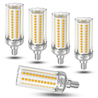 Imagen de MAILIHAO Bombilla LED E14, 16W Blanco Cálido 3000K, 1900LM, 120W 150W Incandescente Equivalentes, Edison Tornillo E14 Maíz Bombillas, No regulable, Ángulo 360, 5 unidades