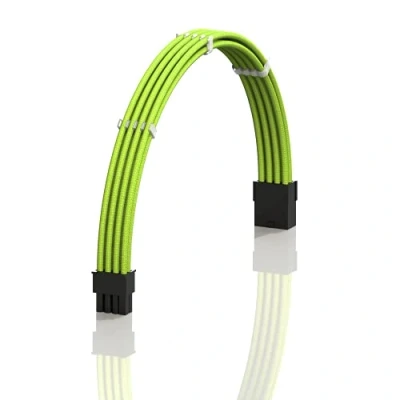 Imagen de LINKUP AVA 30cm 8 Pines (6+2) GPU PCI E Fuente de Alimentación PSU Cable Extensión PC Personalizado con Funda Trenzada y Peine┃Un Solo Paquete┃300mm Verde