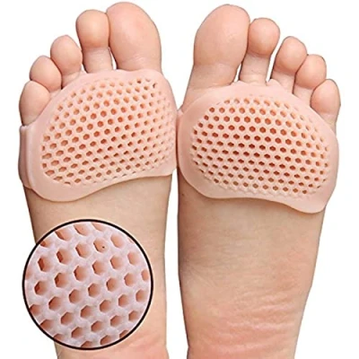 Imagen de almohadillas de metatarso 4 piezas bola pie para alivio rápido del dolor Suela suave gel suave, Forma red
