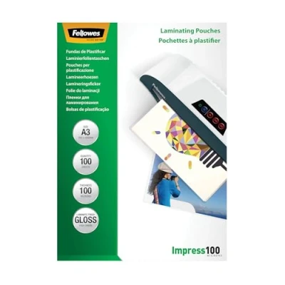Imagen de Fellowes 53512 Pack de 100 fundas para plastificar, formato A3 (297 x 420 mm)