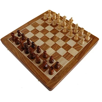 Imagen de StonKraft Juego de ajedrez Hecho a Mano Primera Calidad en Madera 36 x cm magnético Plegable con Almacenamiento