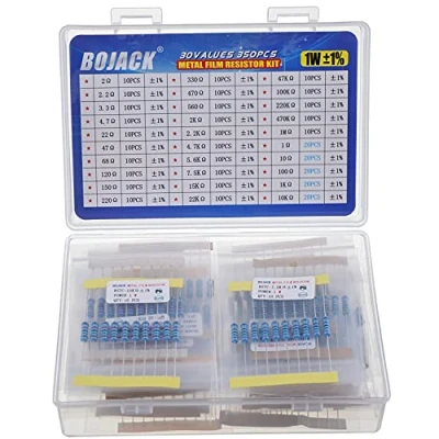 Imagen de BOJACK Kit Surtido de Resistencias 1 Ohm 1M 1W Película Metálica Resistencia (30 Valores 350 Piezas)