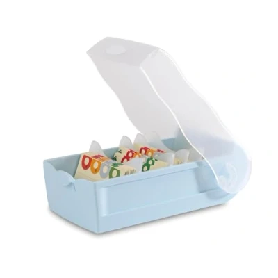 Imagen de HAN Croco 997 884 caja de tarjetas aprendizaje (5 compartimentos, DIN A7, para 900 tarjetas, incluye 5 placas apoyo + 100 aprendizaje, 884), color azul