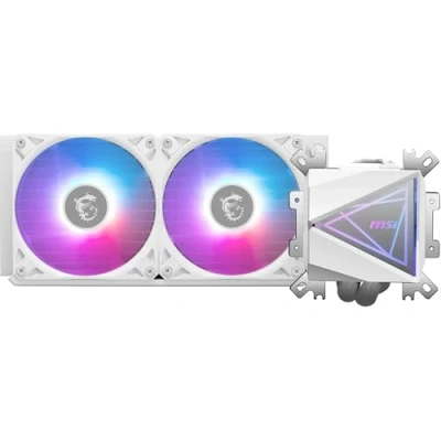Imagen de MSI MAG CORELIQUID I240 WHITE AIO Refrigeración líquida, Colplate ampliada, ventiladores ARGB Blockhead y LDB, radiador de flujo dividido, Mystic Light, Compatible con Intel AMD
