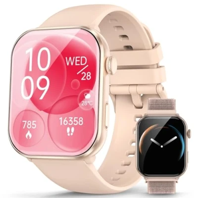 Imagen de Blackview Smartwatch, 1,96 Reloj Inteligente Mujer con Llamadas Bluetooth, Brújula, Pulsómetro/Oxímetro/Sueño, Pulsera Actividad 100+ Modos Deportivos, Podómetro, Batería Grande de 800 mAh
