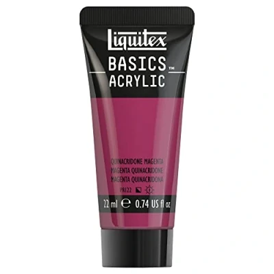 Imagen de Liquitex Basics Pintura Acrílica, Para Bellas Artes y Manualidades, Resistentes a la Luz, Viscosidad Media, Acabado Satinado, Tubo de 22 ml Magenta Quinacridona