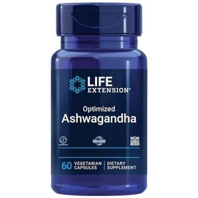 Imagen de Life Extension, Optimized Ashwagandha Extract (Extracto de Ashwagandha), 60 Cápsulas veganas, Probado en Laboratorio, Vegetariano, Sin Gluten, Soja, No GMO