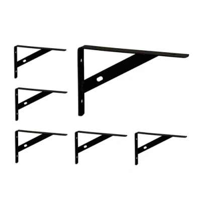 Imagen de Relaxdays Pack 6 Escuadras para Estantería, Soportes Baldas Pared, Ángulos Metálicos Estantes, 9,5 x 1,5 15 cm, Negro, Acero