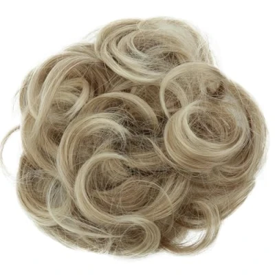 Imagen de CAISHA XL Postizo Coletero Lazo Para El Pelo Voluminoso Ondulado Cabello Sintético Rubio Claro G10E