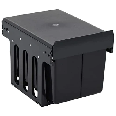 Imagen de vidaXL Cubo de Basura Extraíble en Armario Cocina con Cierre Suave, Papelera Rieles, Contenedor Basura, Reciclaje para Hogar, 36 L