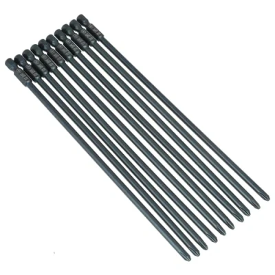 Imagen de 10 Piezas Punta de Destornillador Cruz,200mm Extra Long S2 Steel Cross Head PH2 Bits Set 1/4 pulgadas Vástago hexagonal