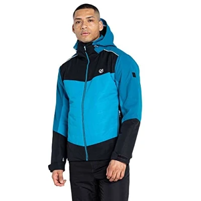 Imagen de Dare2b Chaqueta de esquí Embodied para hombre, tejido reciclado impermeable y transpirable, faldón la nieve, costuras selladas, 2 bolsillos inferiores con cremallera, capucha técnica ajustable