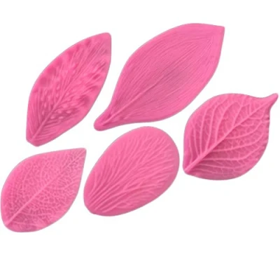 Imagen de buwei 5 unids/Set Hoja Silicona Molde Fondant Herramienta de decoración Pasteles Peonía Rosa Pétalo Floral