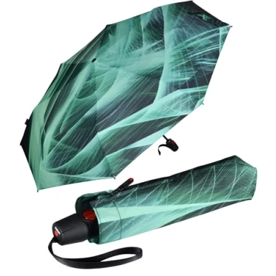 Imagen de Knirps Paraguas de bolsillo T.200 Duomatic Solids automático plegable resistente a las tormentas al viento, Esferas malaquita, 98 cm, Compacto