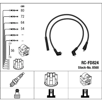 Imagen de NGK 8568 Juego de Cables Encendido 5 FORD: Transit Mk2 Furgón