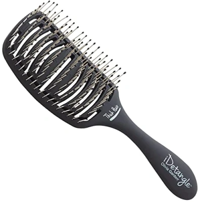 Imagen de Olivia Garden Cepillo para Pelo Fuerte iDetangle Desenredante Cabello Húmedo y Seco Desenredado Fácil Sin Dolor Mujeres, Hombres Niños Flexible Grueso Negro