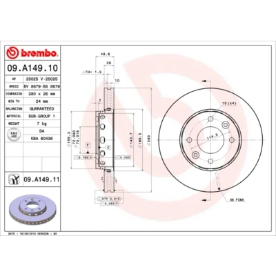 Imagen de Disco de freno BREMBO 09.A149.11
