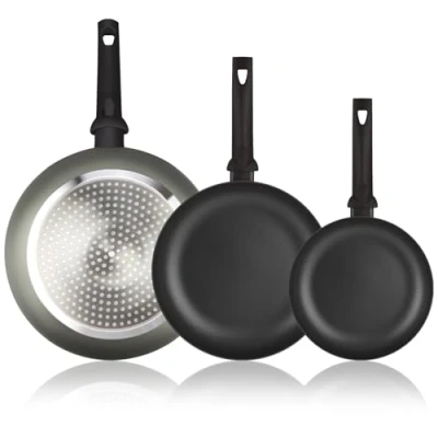 Imagen de ALZA Giro set de sartenes, 20 + 24 28 cm, fabricado en aluminio prensado extra grueso, antiadherente doble capa libre PFOA, apto para todo tipo cocinas incluido inducción y lavavajillas