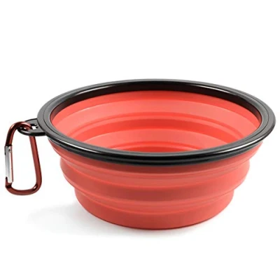 Imagen de PhoneNatic Cuenco Plegable de Silicona para Perros y Gatos, con mosquetón, XL, Rojo, 1000 ml, 60014340
