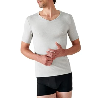 Imagen de Damart Camiseta con Cuello de Pico, Manga Corta, Punto Thermolactyl clásico térmica, Gris (Gris Chine), M para Hombre