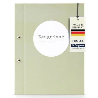 Imagen de goldbuch 36112 Carpeta para certificados, DIN A4, con cierre de rosca y 12 bolsillos transparentes, estructura lino fundas, aprox. 24 x 31 1,5 cm