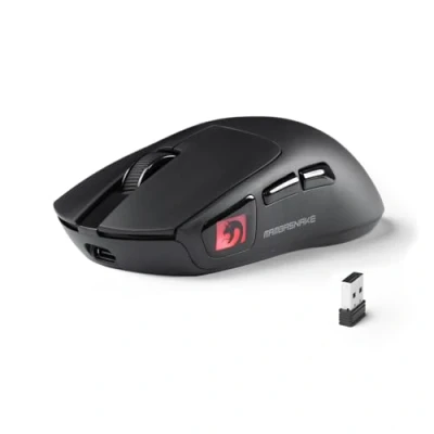 Imagen de MAMBASNAKE M4 Ratón Gaming Inalámbrico Ultra Ligero, 53g, Sensor PAW3311, 24000 dpi, Bluetooth/2.4G/Cable, Iluminación RGB, Batería 400mAh, 20M Clics, para Gaming/Trabajo Negro