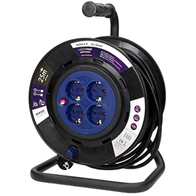 Imagen de ORNO OR AE 13154(GS) Tambor de Cable Sistema Enchufe antitorsión 4 Compartimentos 3200W. (25m) Negro
