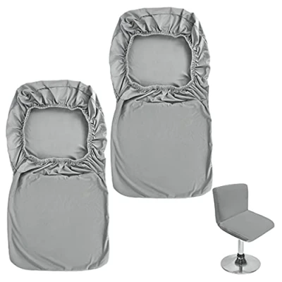 Imagen de BTSKY Paquete de 2 fundas grises para taburetes bar con funda respaldo, elástica silla comedor giratoria corta, trasera, taburete (sin sillas)