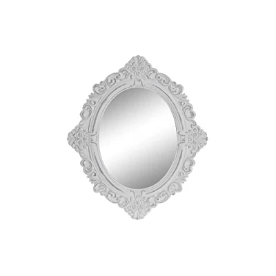 Imagen de DRW Espejo Pared Ovalado Blanco decapado Madera MDF 50x3x59 cm
