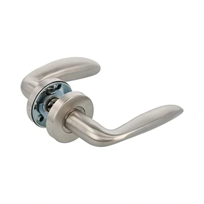 Imagen de Amig Juego de Manillas con Roseta Interior para Puertas Mod. TARA Ø53 mm Cuadradillo 8 Diseño Elegante y Sencillo Acero inoxidable Plateado Mate