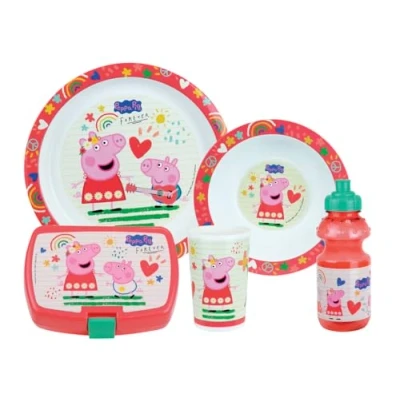 Imagen de PEPPA PIG Juego de vasos para niños con 1 asiento hueco, 16 cm diámetro, 22 vaso 220 ml, cucharón 350 ml y recipiente beber, reutilizable