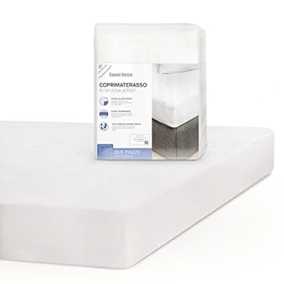 Imagen de SWEET HOME Funda Colchon 180x200x25h cm para Cama Doble 2 Plazas, de Jersey y Algodón, Anti Bacterias Transpirable Cubre Elástico, Lavable Ajustable, Protector con Esquinas