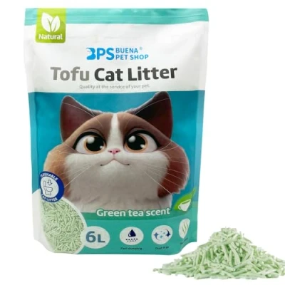 Imagen de BPS Arena Aglomerante para Gatos 6L de Tofu sin Polvo Fácil Aglomerar Controla los Olores se Lanza en el Inodoro (Green Tea, 1Pcs) 15457
