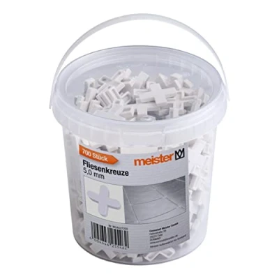 Imagen de Meister 4427200 Separadores para azulejos (5,0 mm, 700 unidades, polipropileno resistente, color blanco)